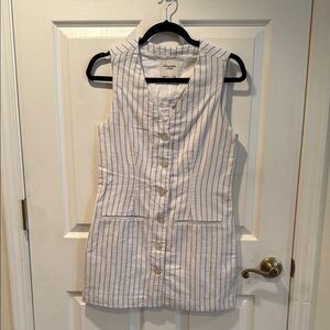 ABERCROMBIE & FITCH Blue & White PinStripe Sleeveless Linen Button down Dress